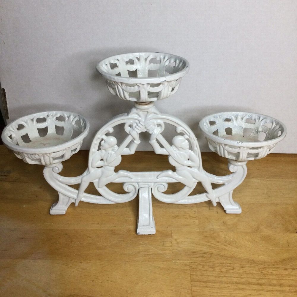 Art Deco iron plant stand antique early 1900's vtg original table top display‎